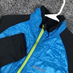 Marmot Jacket Mens Large‎ Blue Black Polartec Softshell Insulated Full Zip